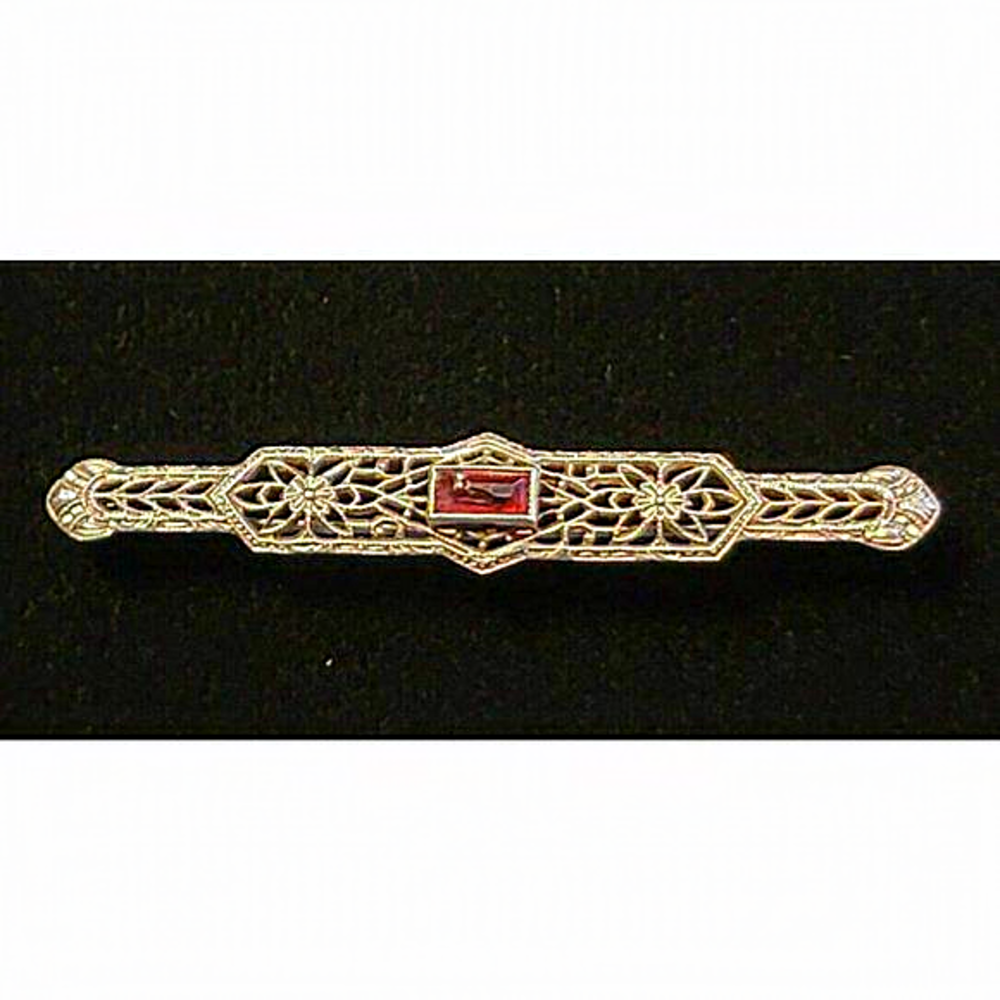 10kt White‎ Gold Ruby Brooch Pin 10k Estate Find As Is